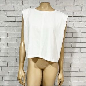 Threadbare Women’s White Shoulder Pad‎ Top